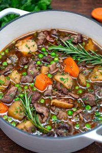 Hearty Irish Lamb Stew with Guinness & Rosemary in Slow Cooker