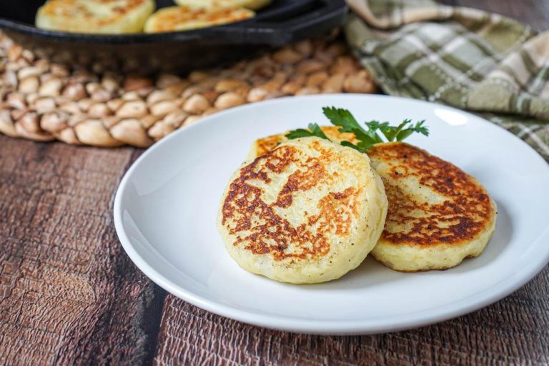 Fluffy Irish Potato Cakes with Creamy Chive Sour Cream