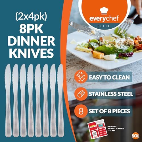 SOL 8pk Dinner Knives - 22cm Stainless Steel Table... - Image 4