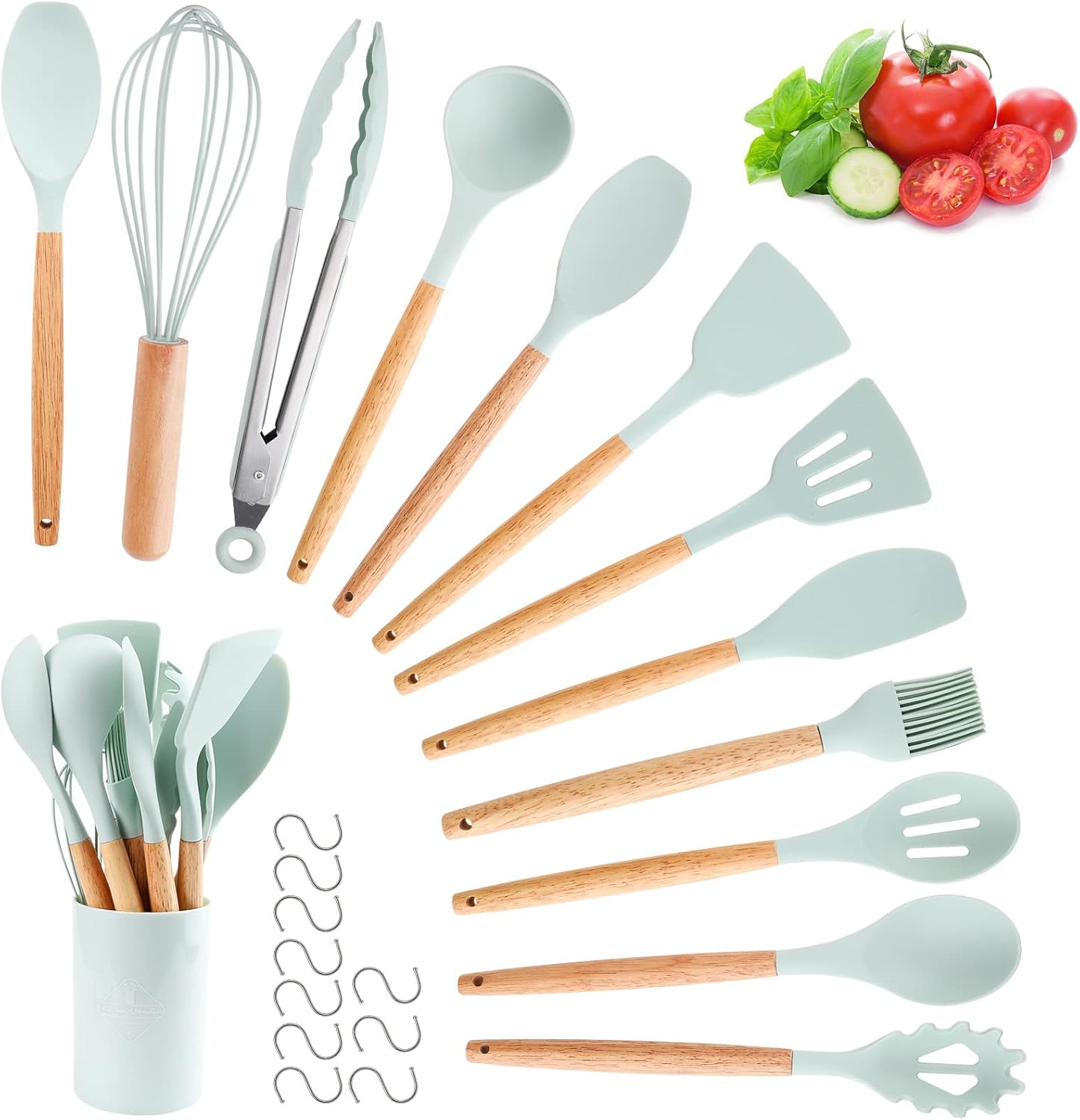 hicoosee 22 Pieces Silicone Cooking Utensils Set, ... - Image 2