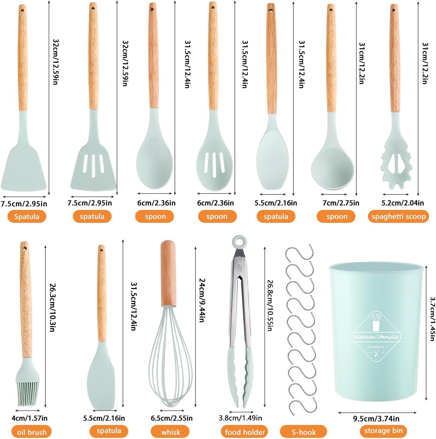 hicoosee 22 Pieces Silicone Cooking Utensils Set, ... - Image 3
