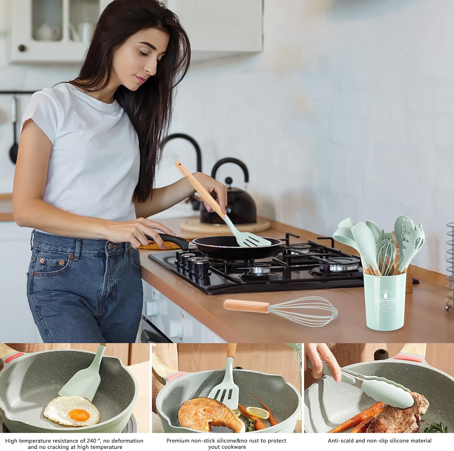 hicoosee 22 Pieces Silicone Cooking Utensils Set, ... - Image 8
