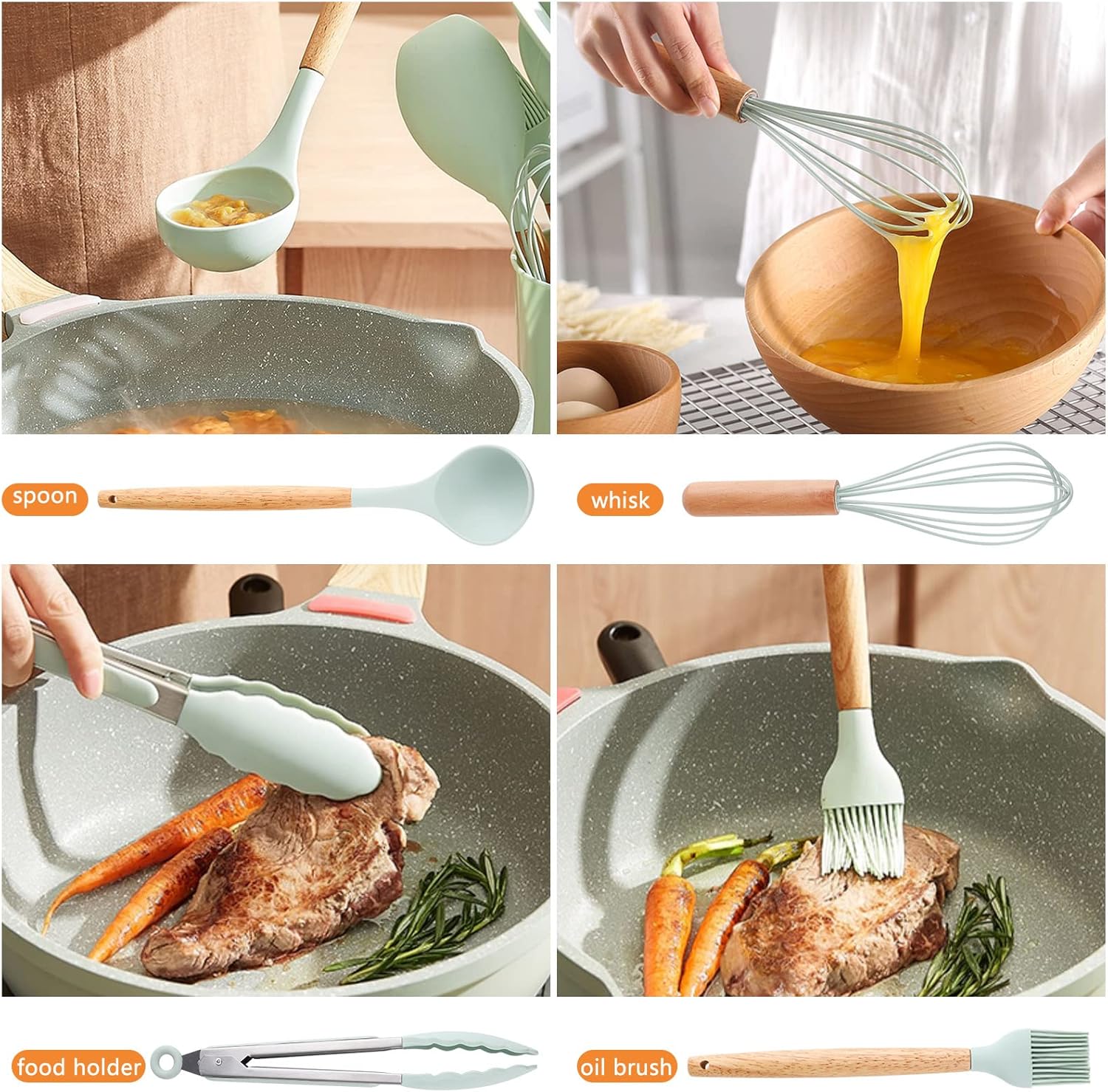 hicoosee 22 Pieces Silicone Cooking Utensils Set, ... - Image 4