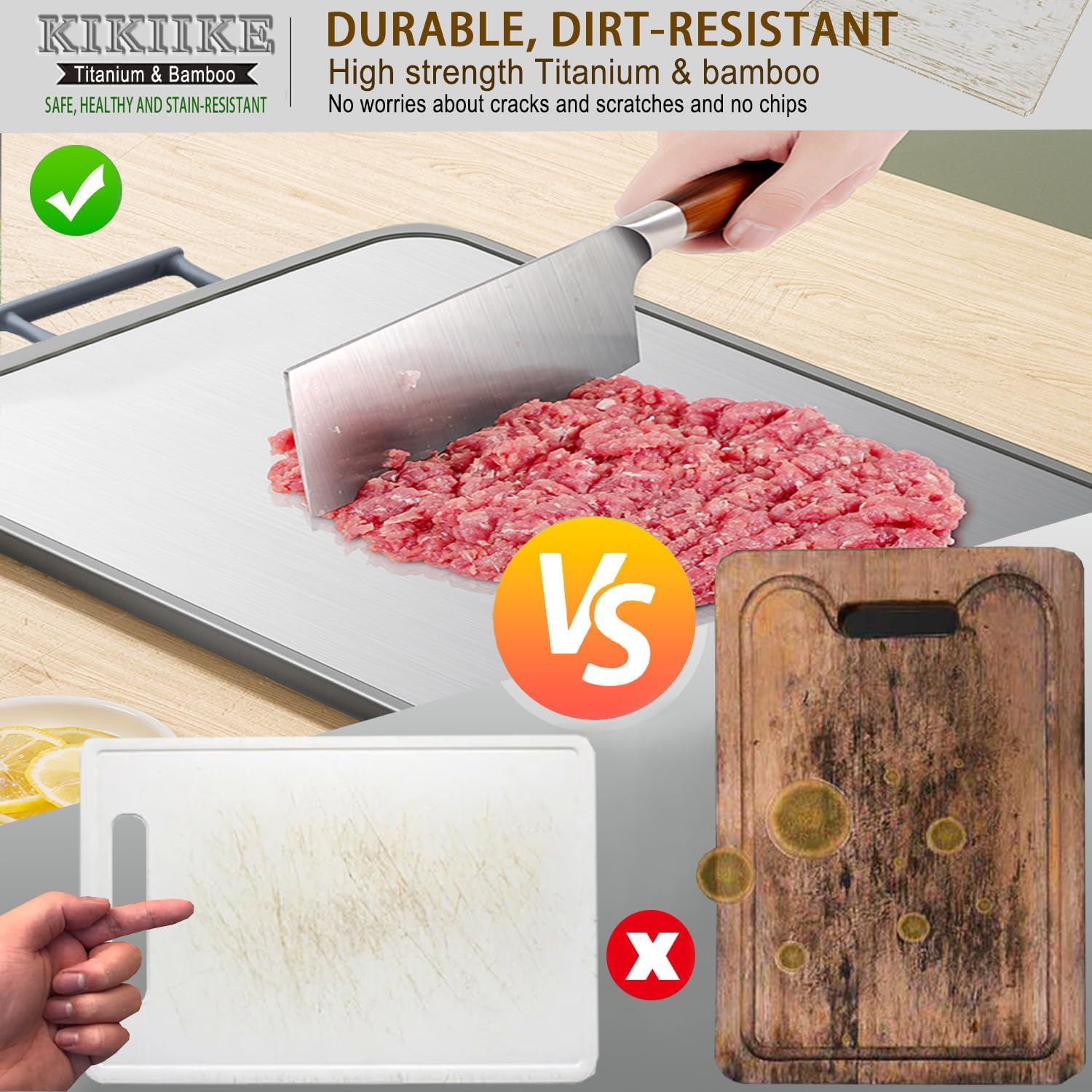 Titanium Cutting Board Double Sided Bamboo Cutting... - Image 3