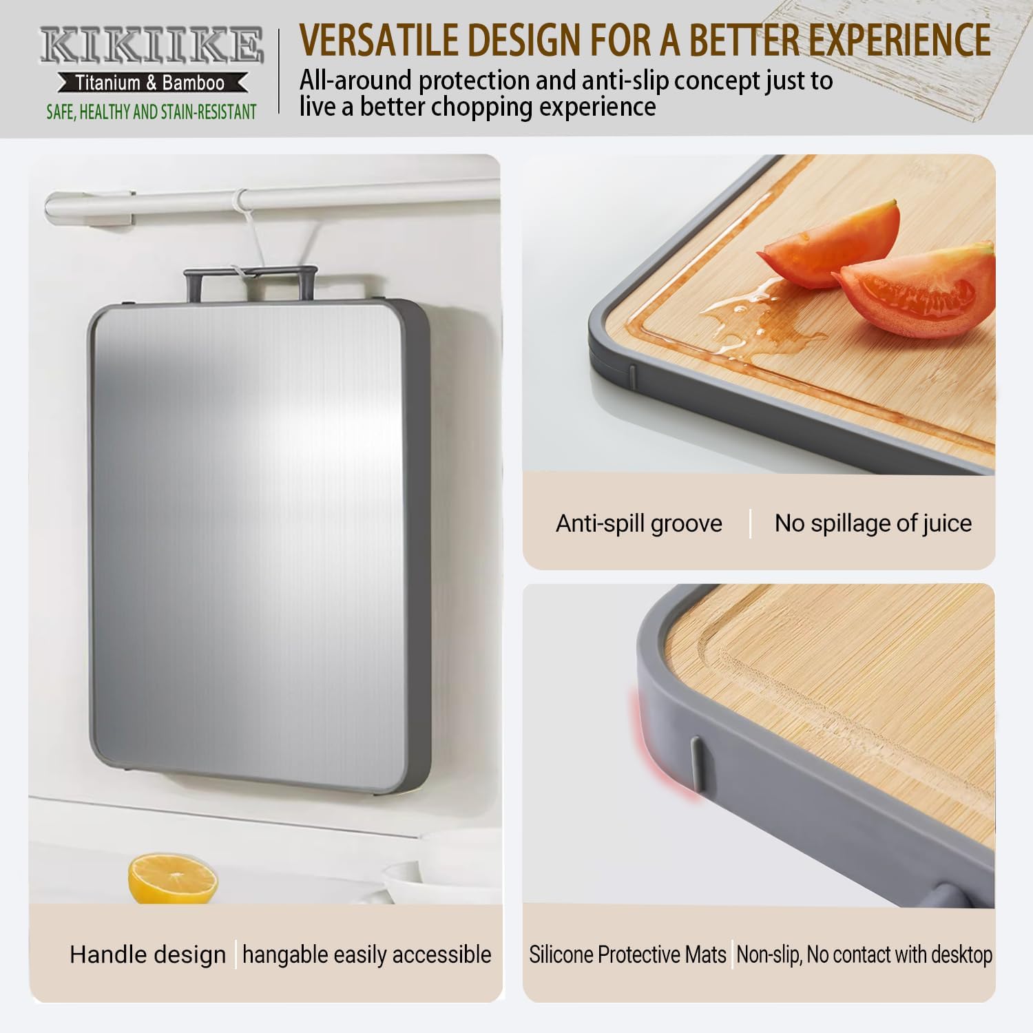 Titanium Cutting Board Double Sided Bamboo Cutting... - Image 4