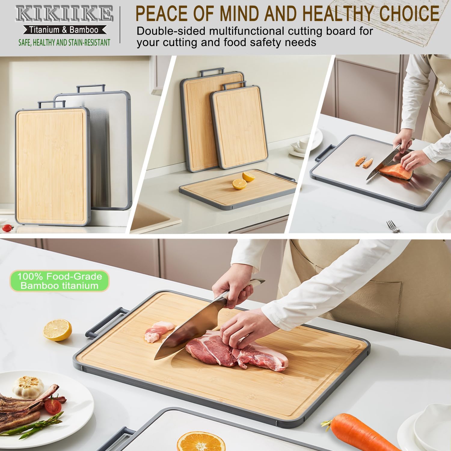 Titanium Cutting Board Double Sided Bamboo Cutting... - Image 7