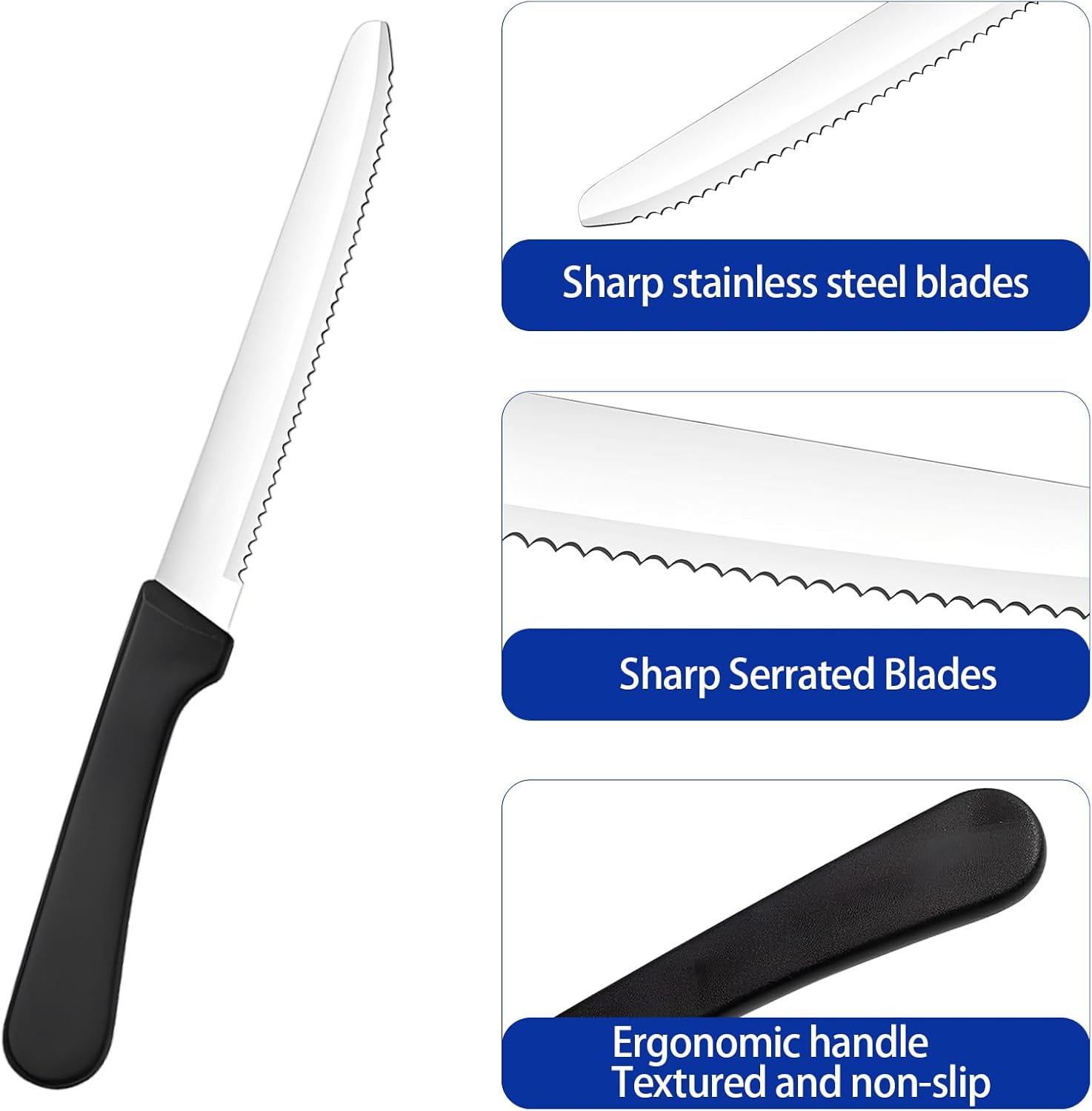6 Piece Steak Knives Set, Stainless Steel Serrated... - Image 4