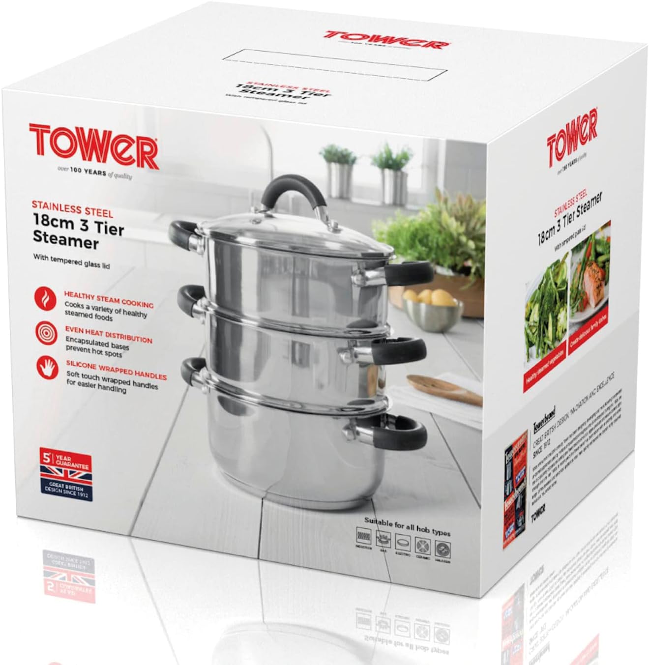 Tower T80836 3-Tier Steamer with Encapsulated Bas... - Image 11