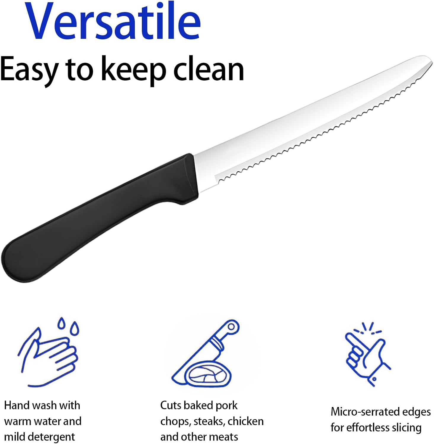 6 Piece Steak Knives Set, Stainless Steel Serrated... - Image 5