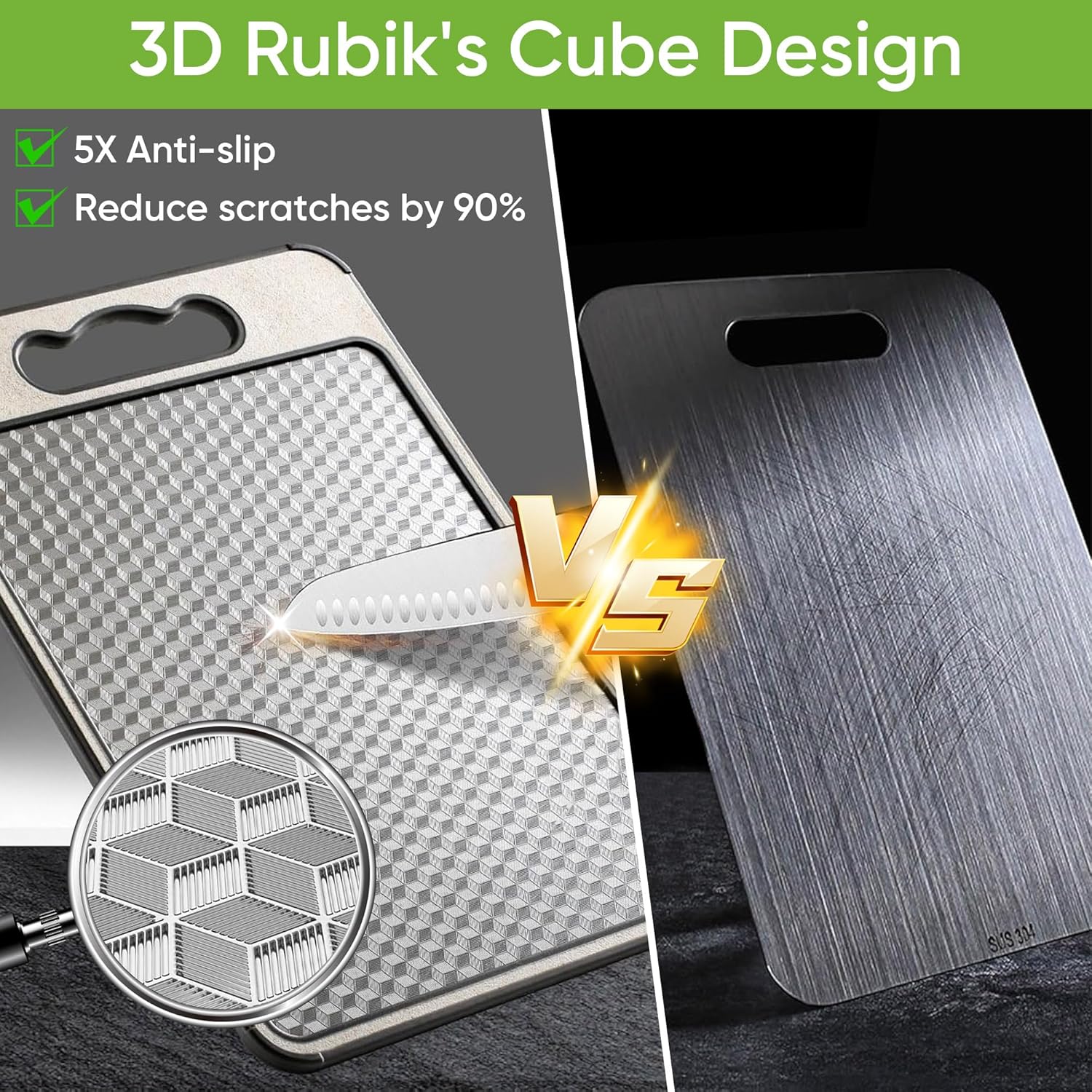 Cutting Board for Kitchen Double Sided 304 Stainle... - Image 4