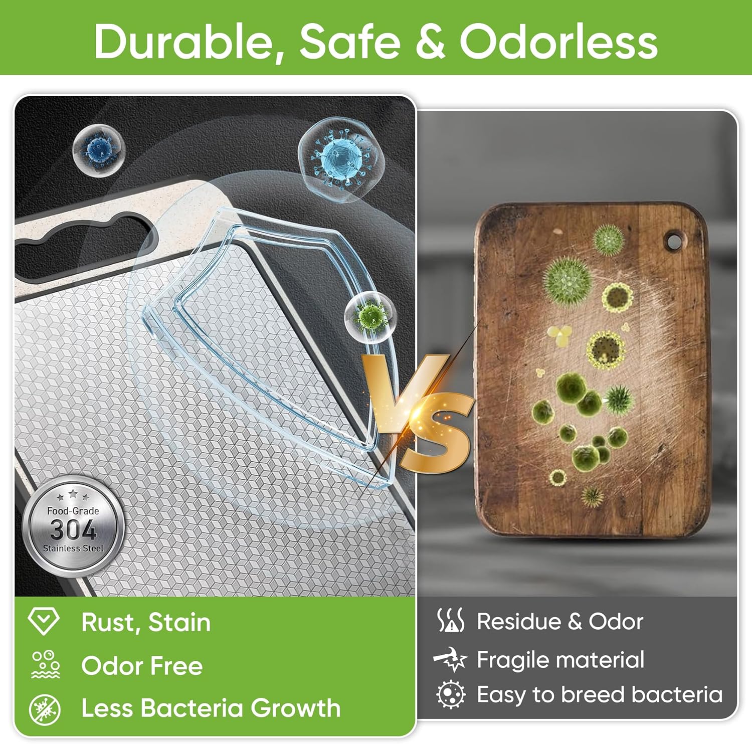 Cutting Board for Kitchen Double Sided 304 Stainle... - Image 3