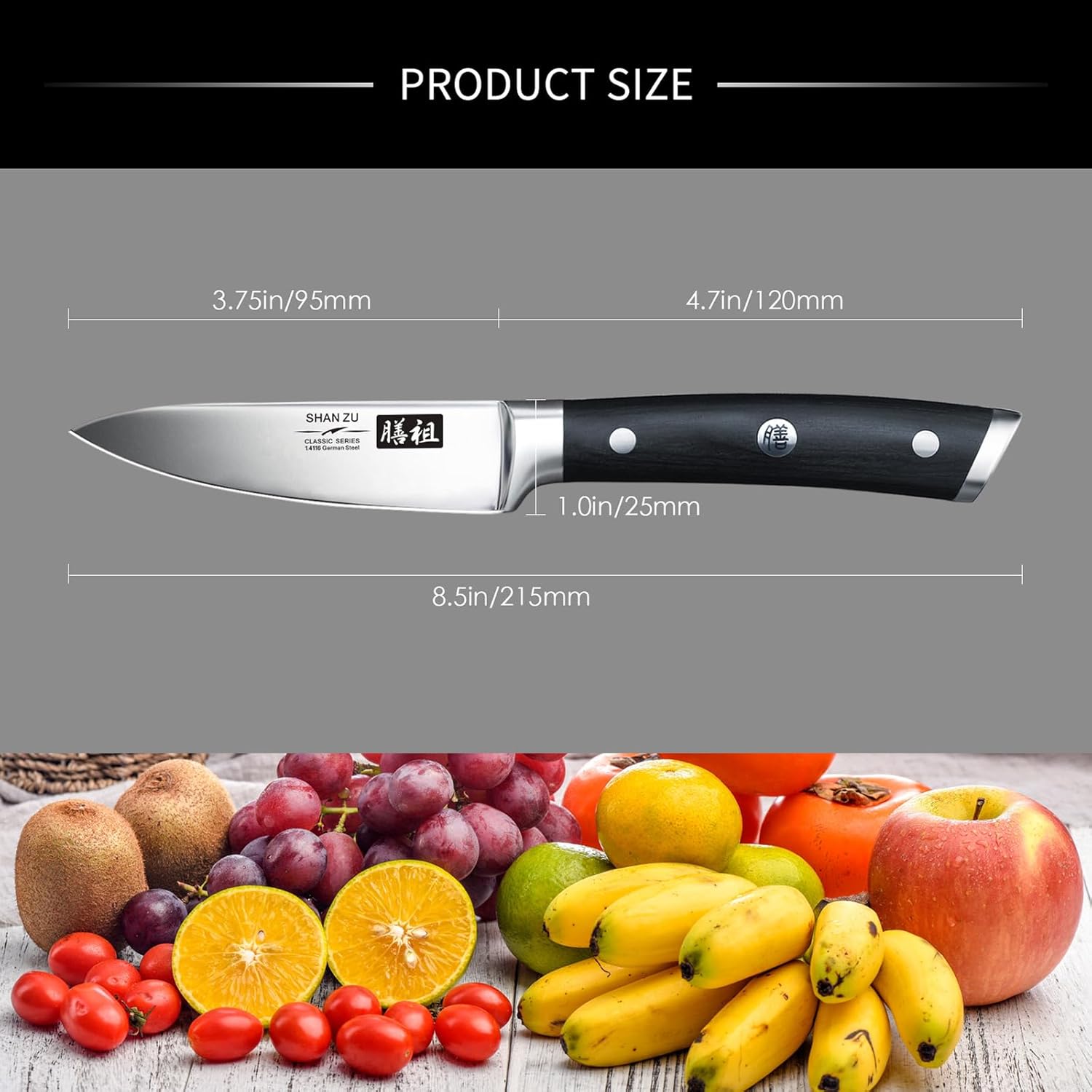 SHAN ZU Kitchen Paring Knife 9.5 cm Japanese Chef ... - Image 3