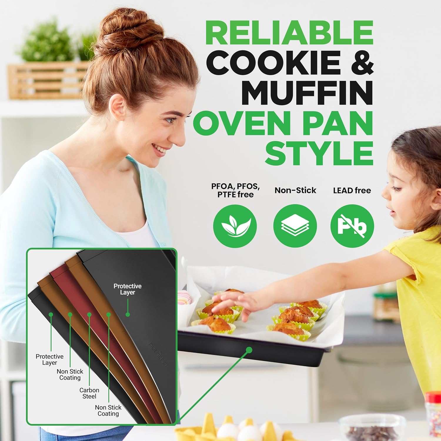 Nutrichef Oven Tray Set, Baking Trays for Oven Non... - Image 5