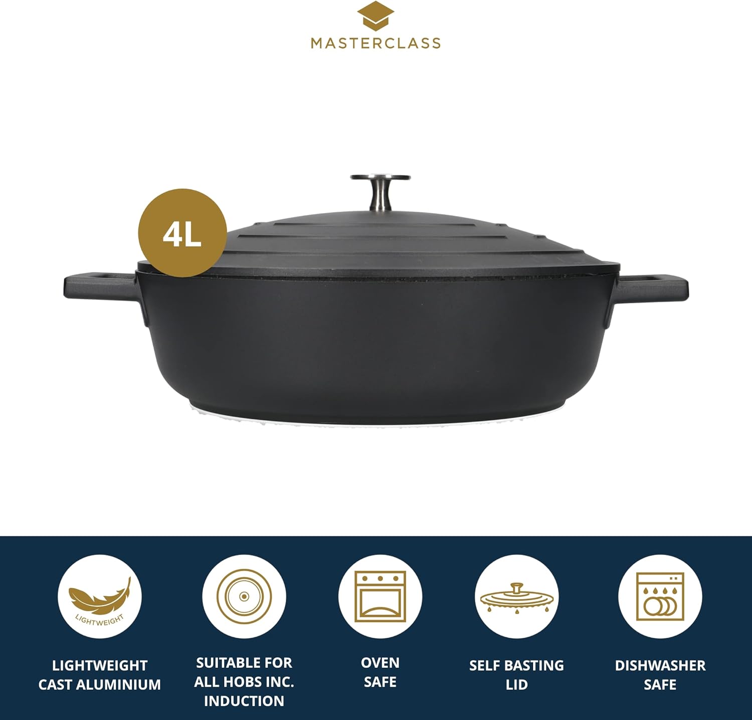 MasterClass Shallow Casserole Dish with Lid 4L/28 ... - Image 4
