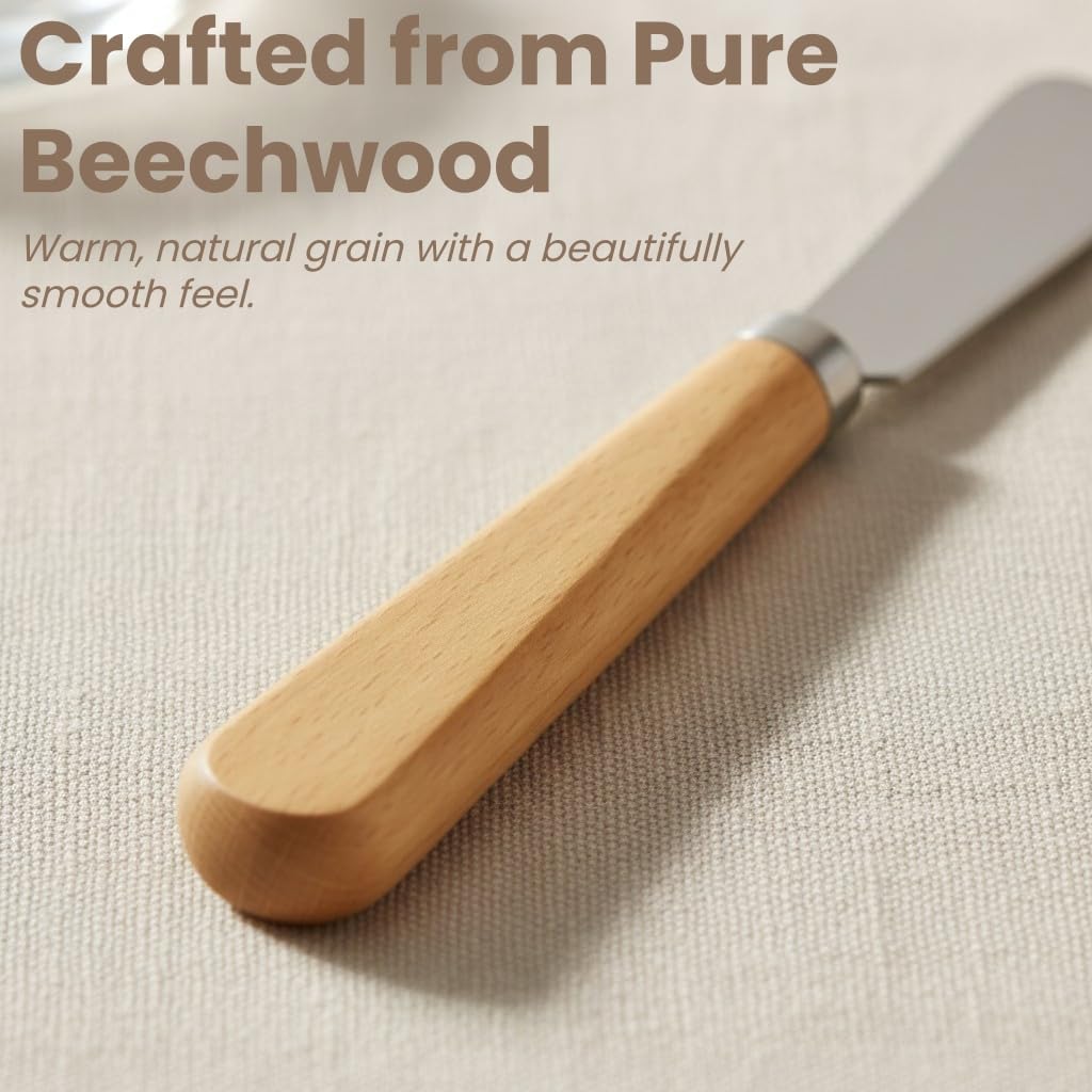Butter Knife Set of 2 – 7" Beechwood Handle Butter... - Image 4