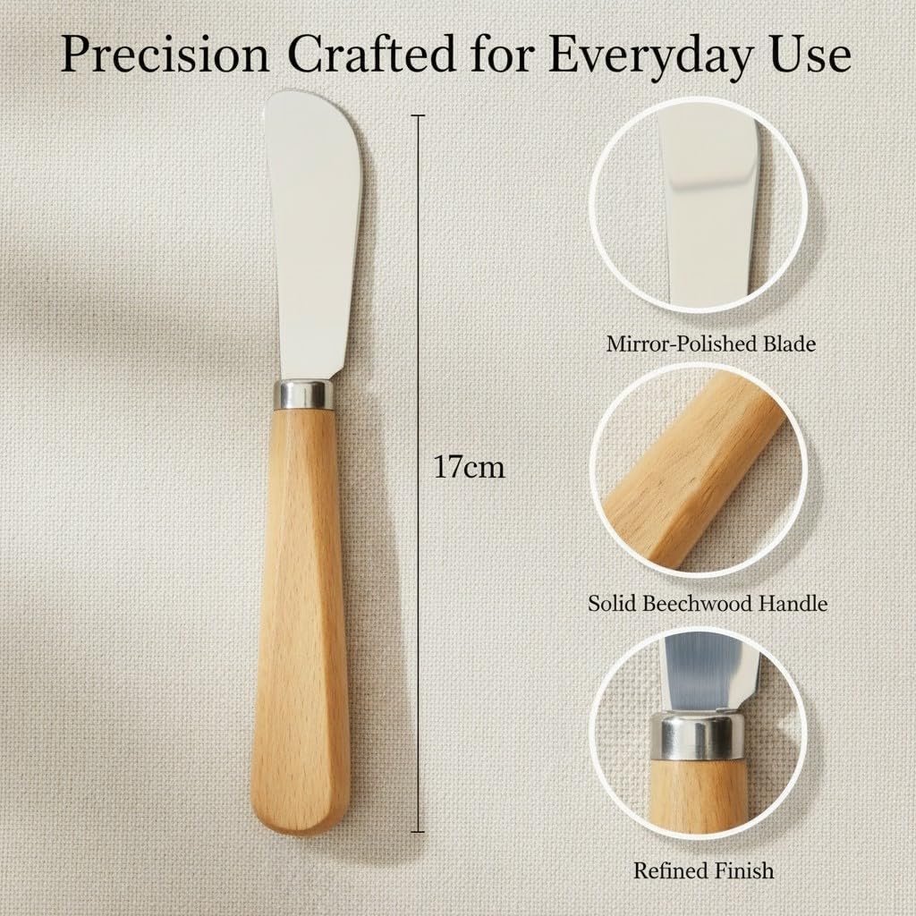 Butter Knife Set of 2 – 7" Beechwood Handle Butter... - Image 5