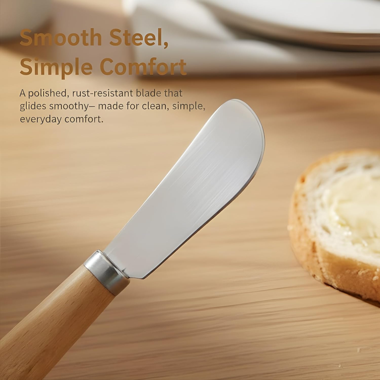 Butter Knife Set of 2 – 7" Beechwood Handle Butter... - Image 3