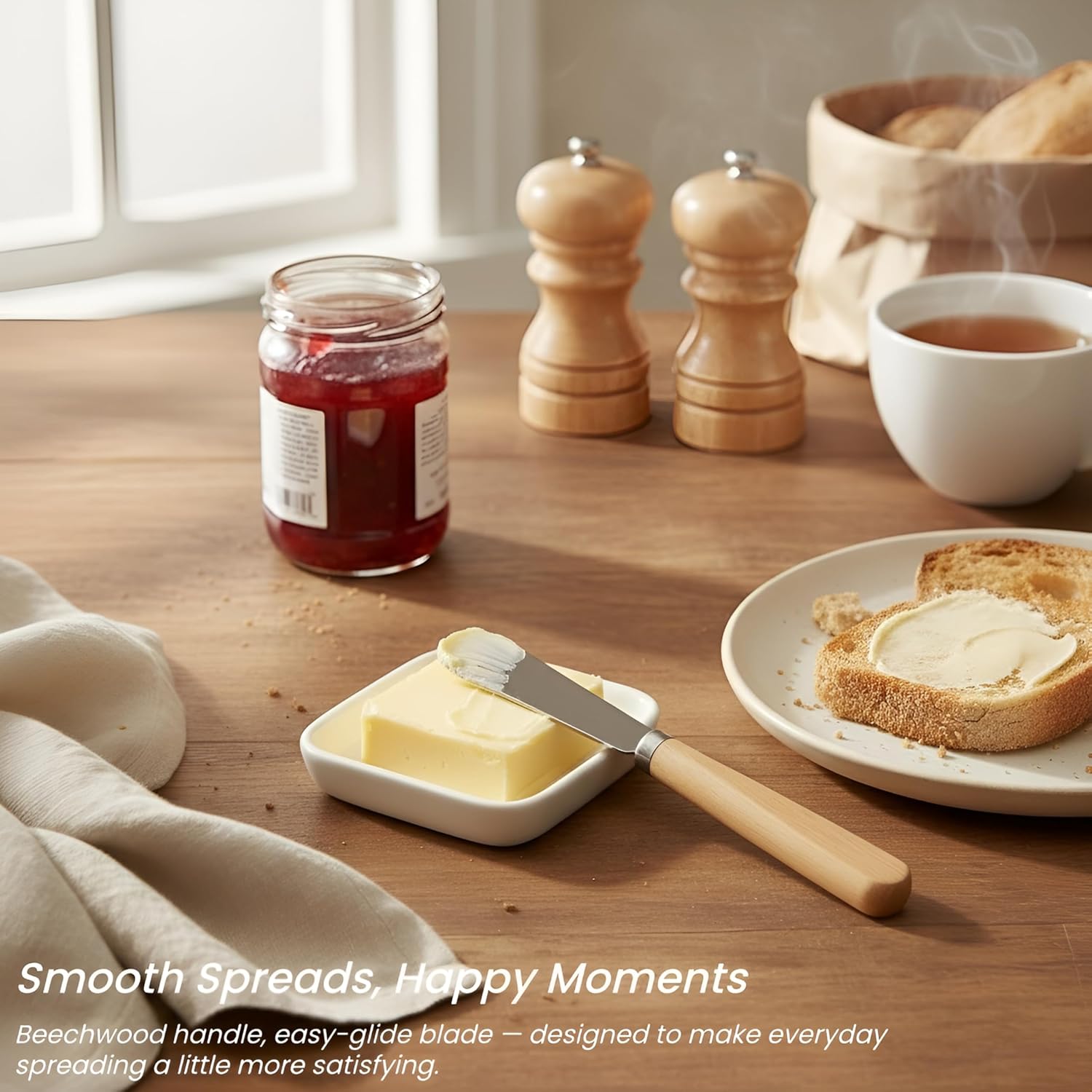 Butter Knife Set of 2 – 7" Beechwood Handle Butter... - Image 6