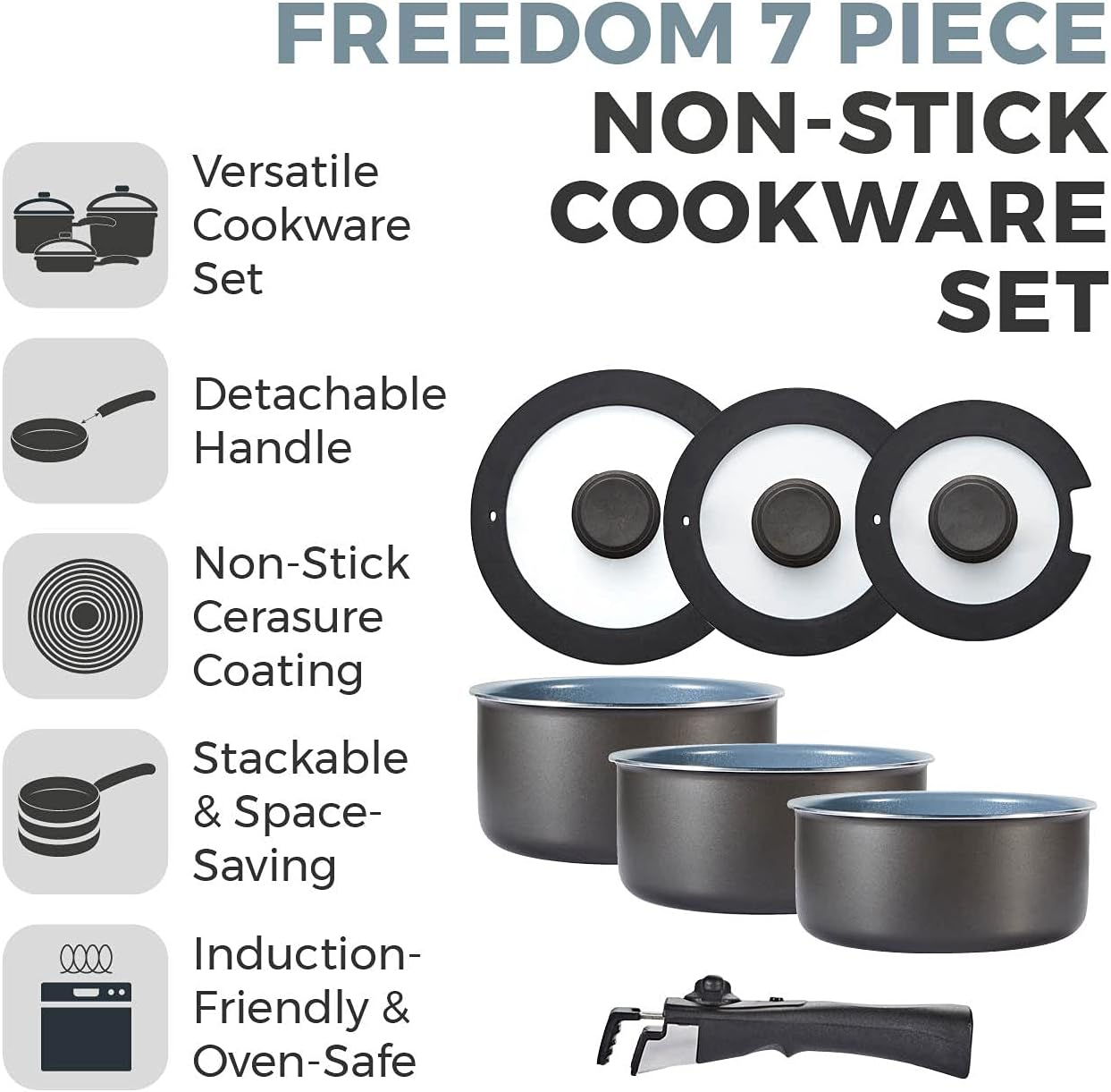 Tower Freedom T800201 7 Piece Cookware Set with Ce... - Image 3