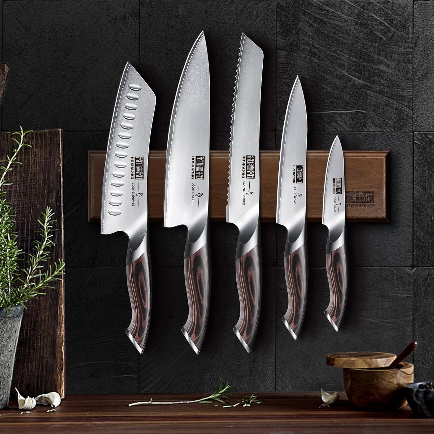 HOSHANHO Knife Set with Magnetic Knife Holder, 6 P... - Image 8