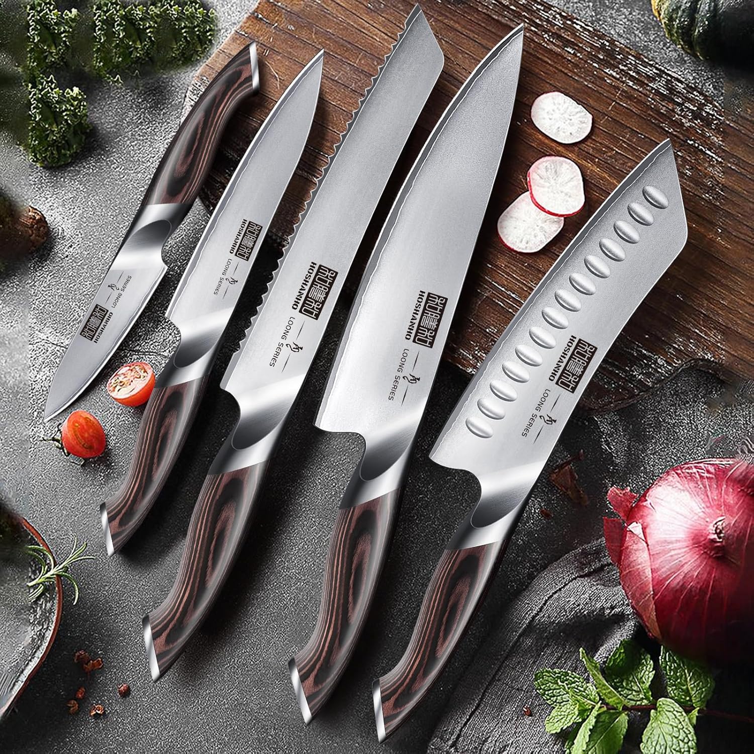 HOSHANHO Knife Set with Magnetic Knife Holder, 6 P... - Image 9
