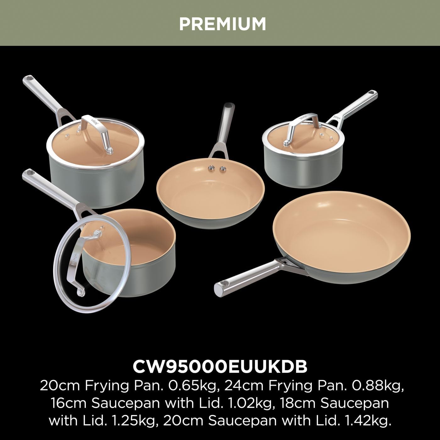 Ninja Extended Life 5-Piece Ceramic Cookware Set (... - Image 3
