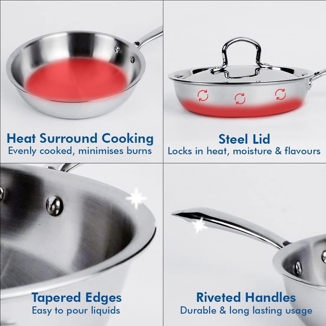 Nobel Triply Stainless Steel Cookware Frypan with ... - Image 6