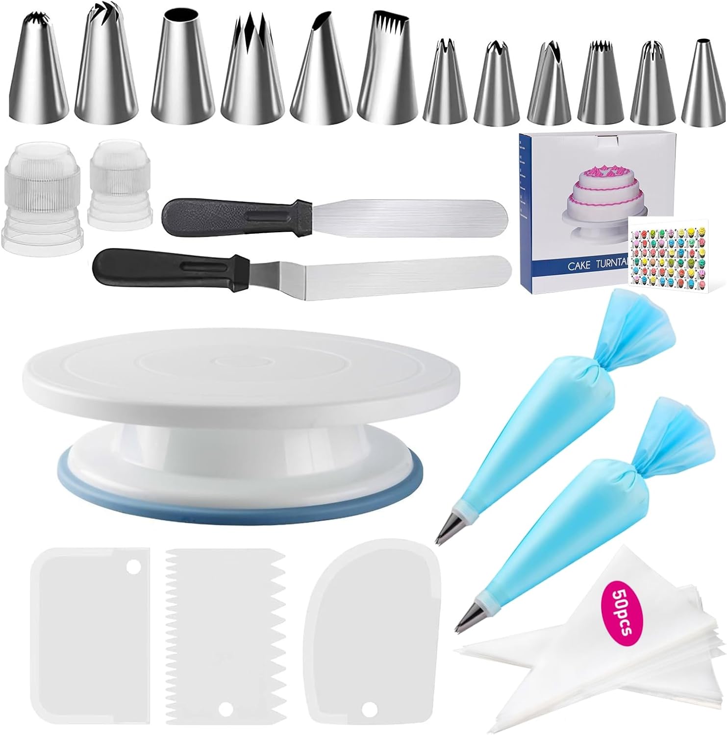72-Piece Cake Decorating Kit with Turntable, Pipin... - Image 2