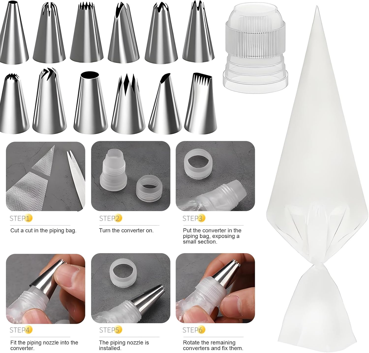 72-Piece Cake Decorating Kit with Turntable, Pipin... - Image 5