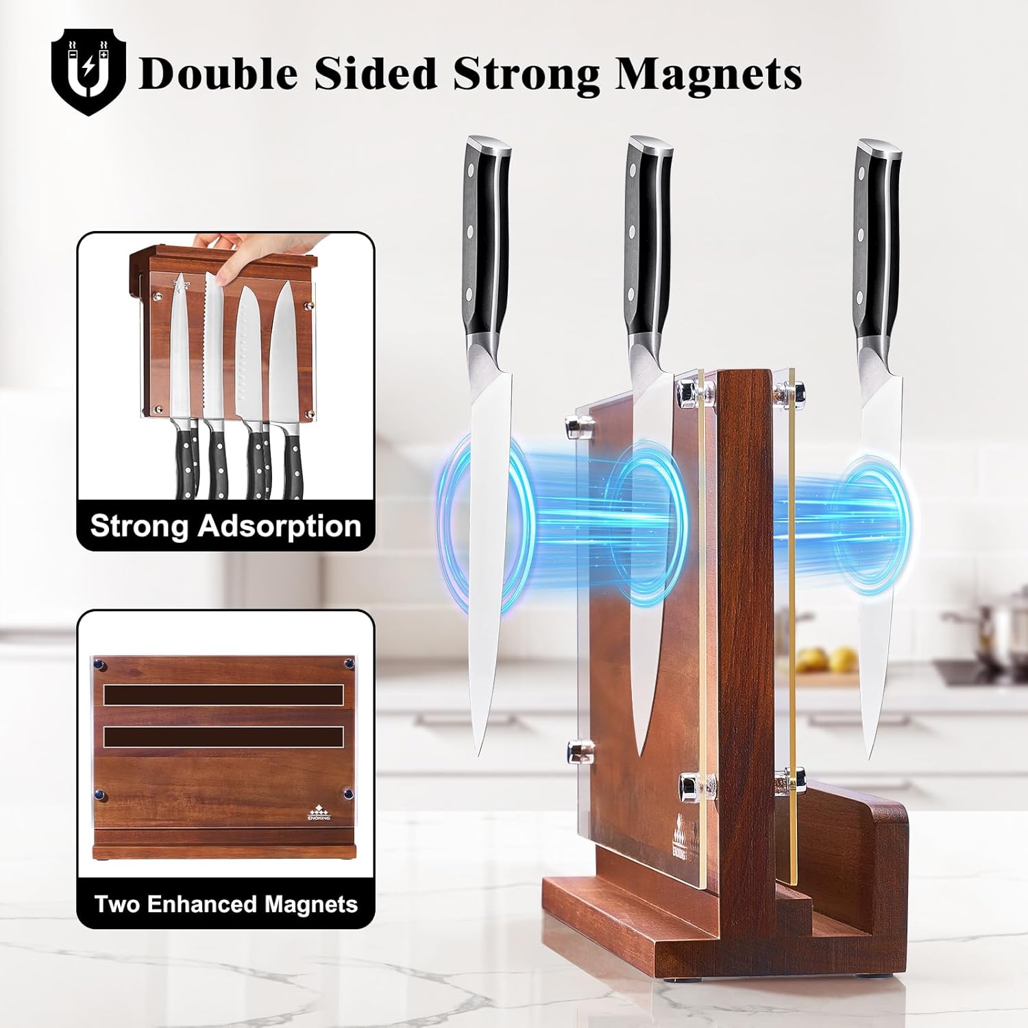 ENOKING Magnetic Knife Block Without Knives, Doubl... - Image 3