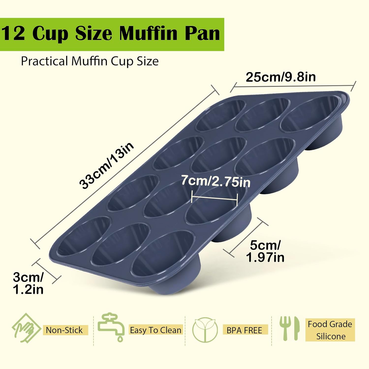 Super Kitchen Large Muffin Tray 12 Cup Silicone Mu... - Image 3
