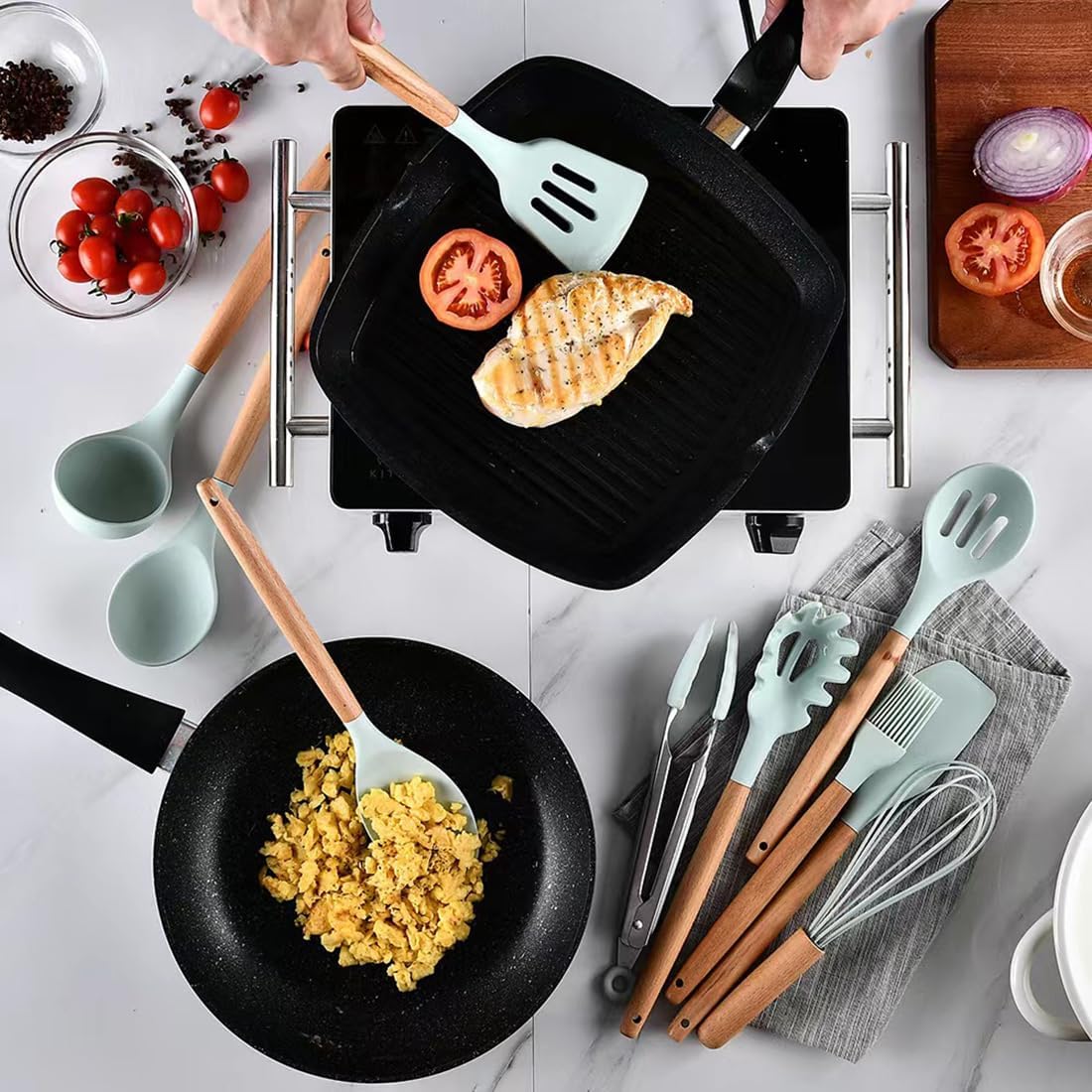 Kitchen Utensil Set, 12 PCS Silicone Cooking Utens... - Image 5