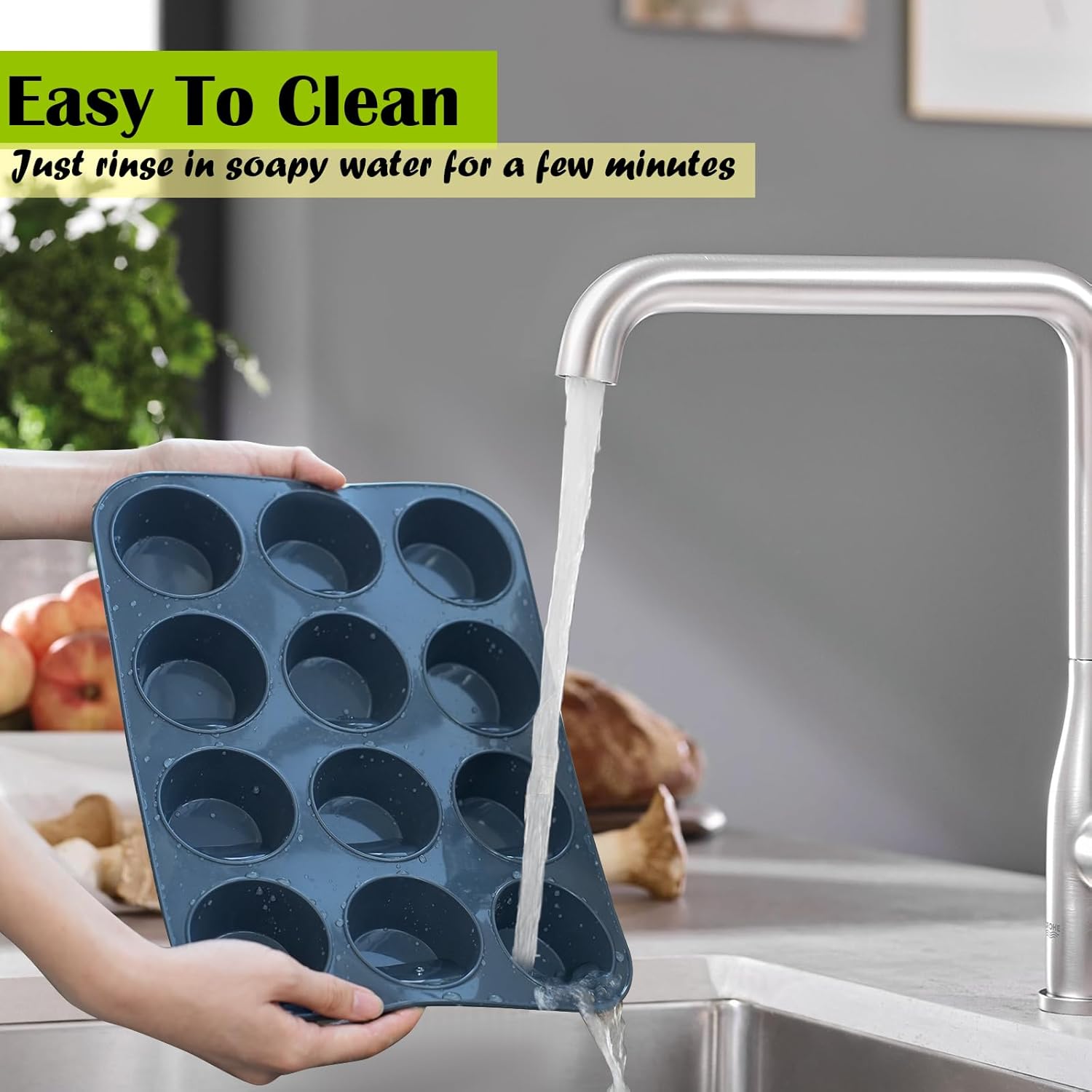 Super Kitchen Large Muffin Tray 12 Cup Silicone Mu... - Image 9