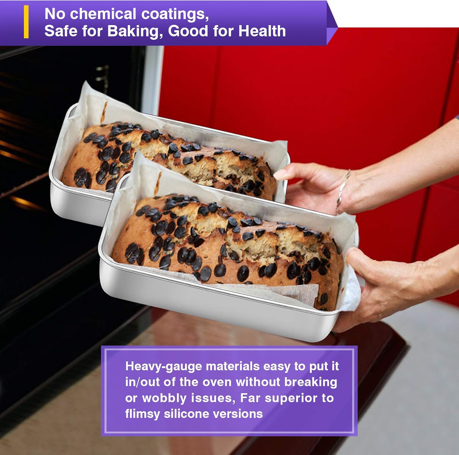 Homikit Loaf Tin Set of 2, Stainless Steel Cake Ti... - Image 5