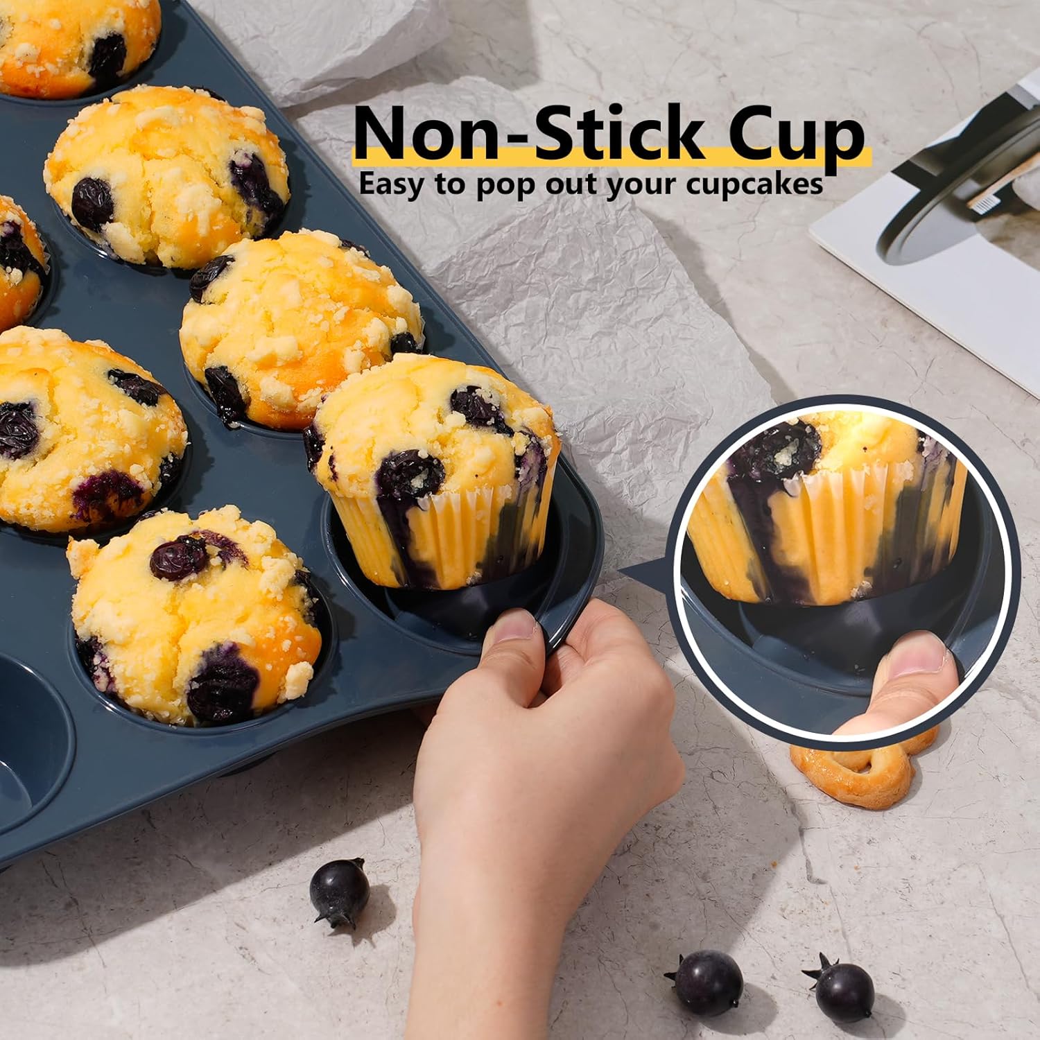 Super Kitchen Large Muffin Tray 12 Cup Silicone Mu... - Image 8