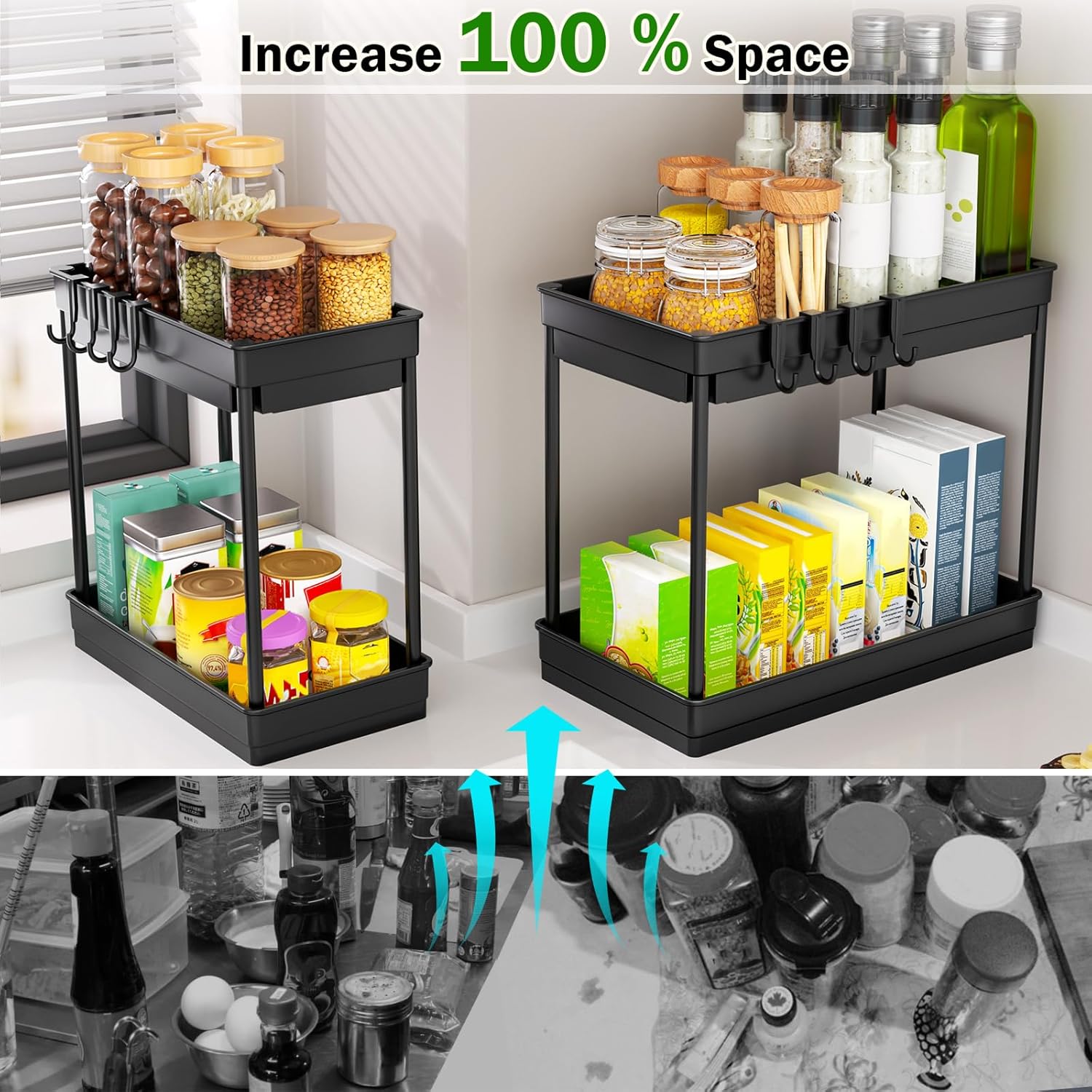 PurKeep 2 Pack Under Sink Storage - 2 Tier Kitchen... - Image 5