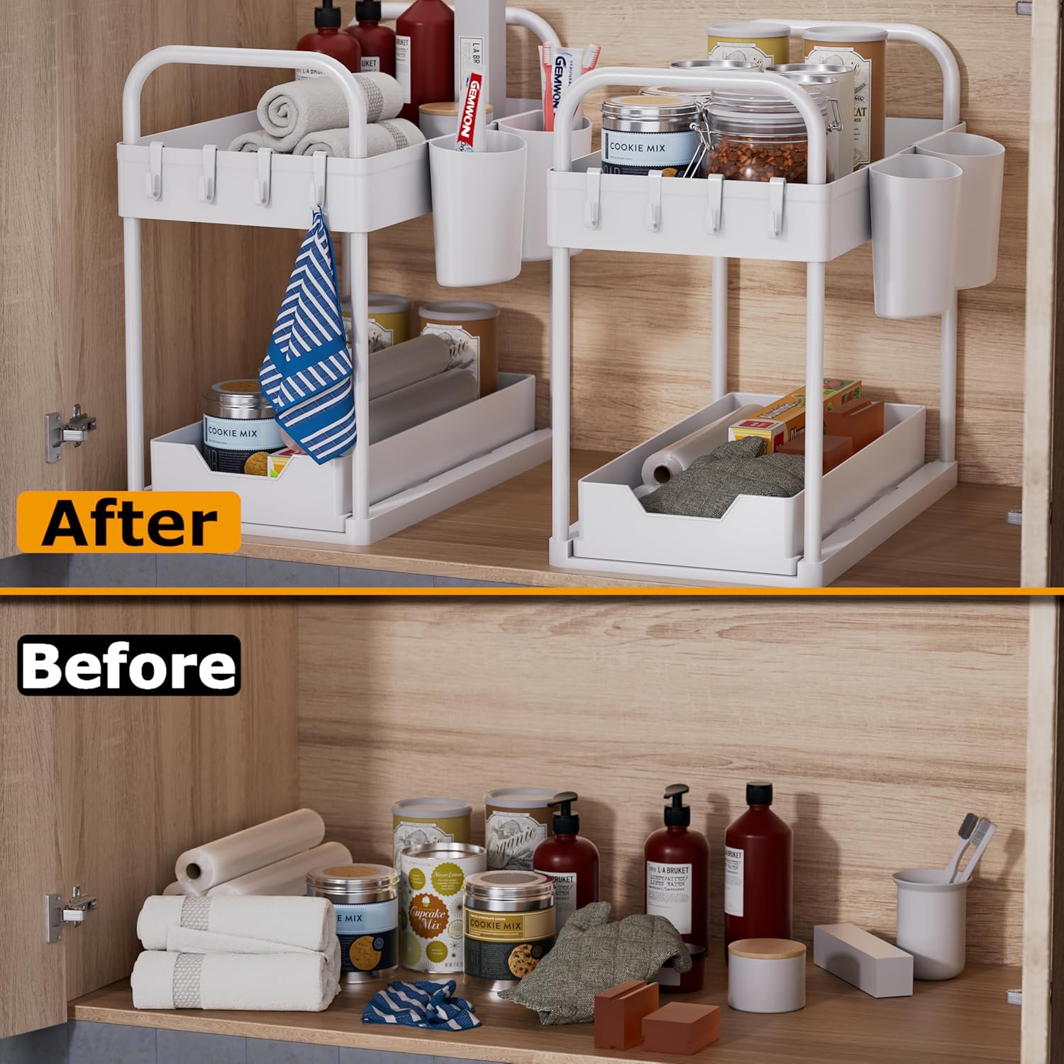 Under Sink Storage Kitchen Organiser, 2 Tier Slidi... - Image 8