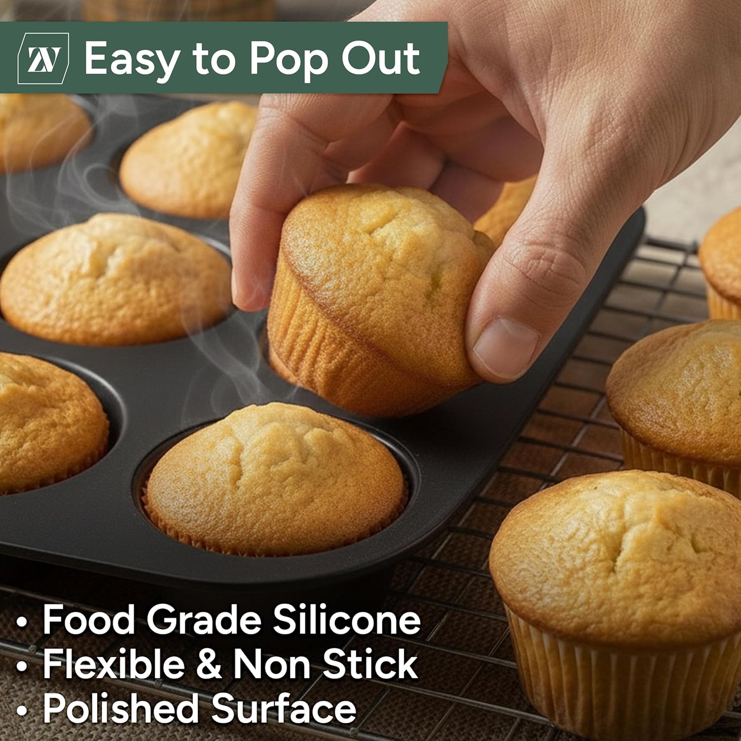 Zuvo 12 Cup Muffin Tray & Cupcake Tin, Carbon Stee... - Image 7