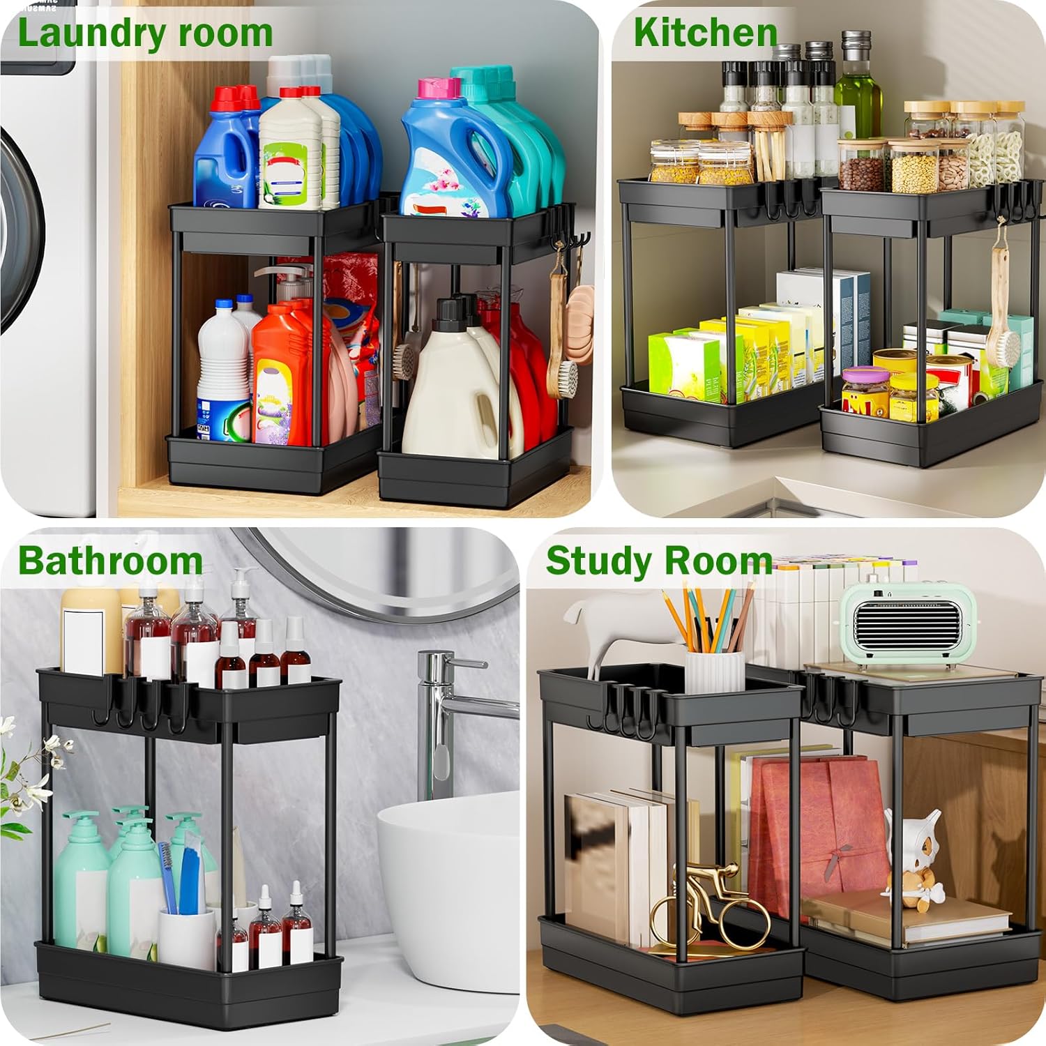 PurKeep 2 Pack Under Sink Storage - 2 Tier Kitchen... - Image 4