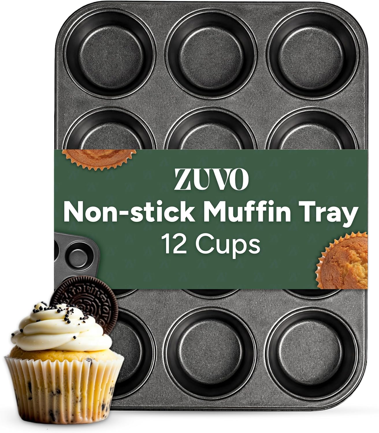 Zuvo 12 Cup Muffin Tray & Cupcake Tin, Carbon Stee... - Image 2