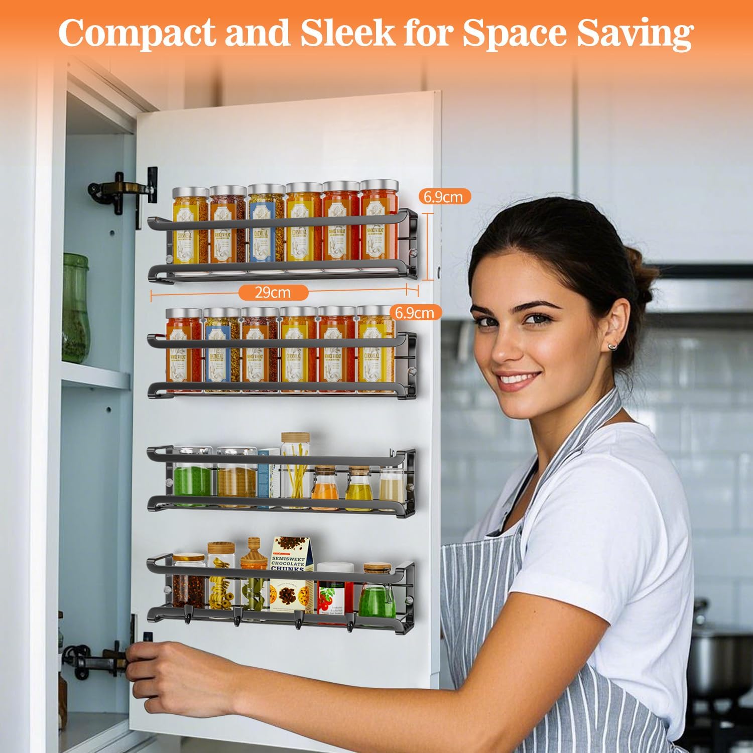 TRAYINDALY Spice Rack Wall Mounted 4 Pack, Space-S... - Image 2