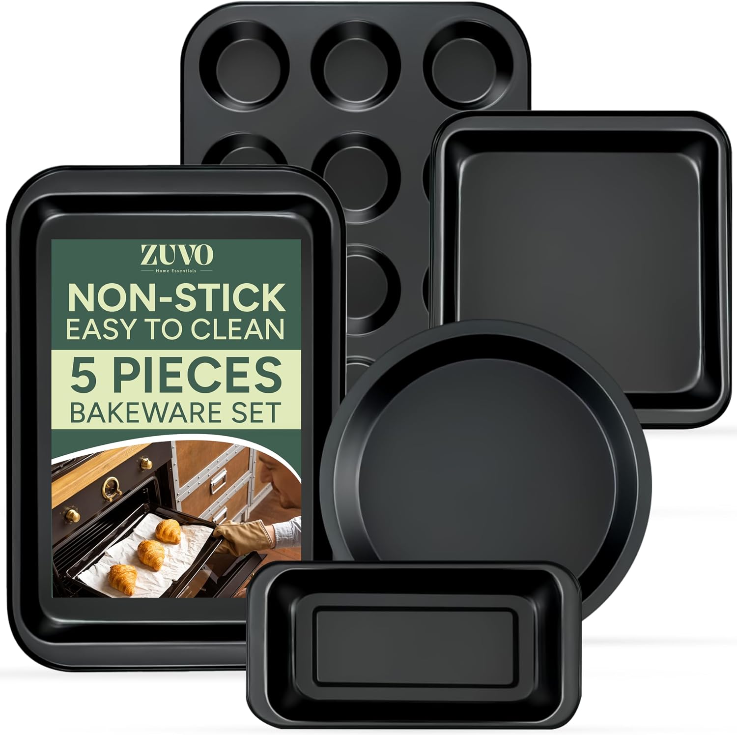 Zuvo 5 Piece Baking Set, Non-Stick Carbon Steel Ba...