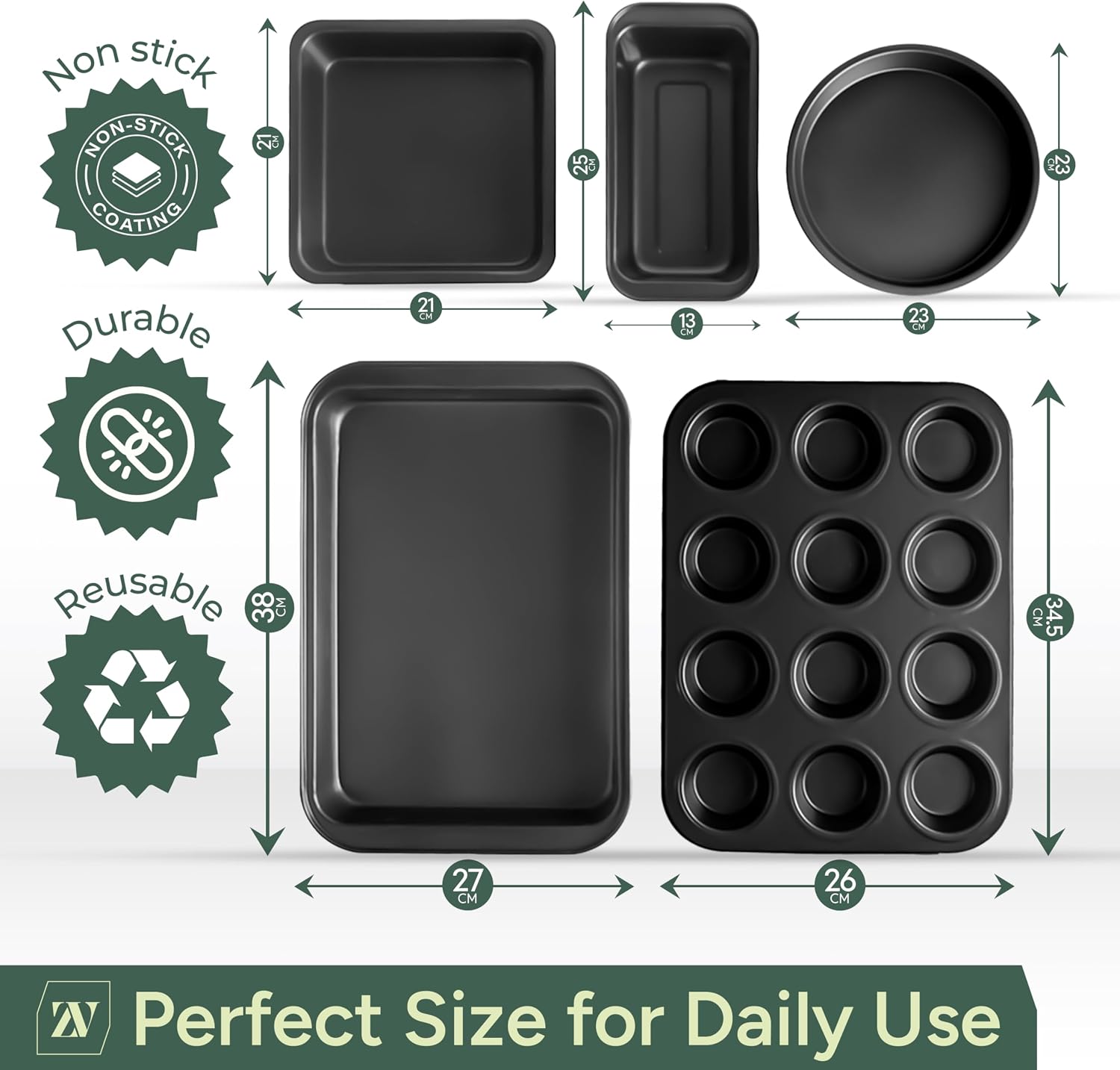 Zuvo 5 Piece Baking Set, Non-Stick Carbon Steel Ba... - Image 2