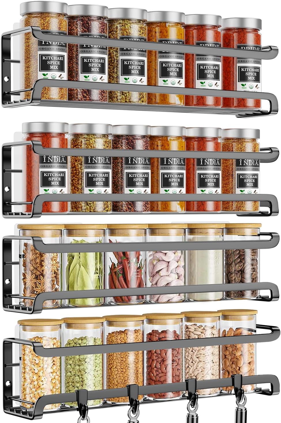 TRAYINDALY Spice Rack Wall Mounted 4 Pack, Space-S...