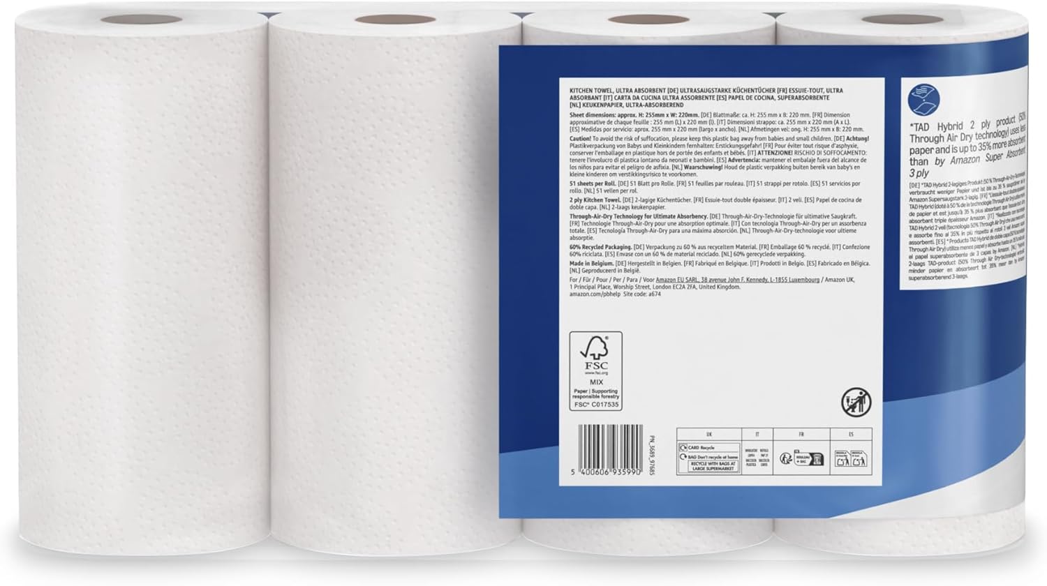 by Amazon Ultra Absorbent TAD Kitchen Roll, 4 Roll... - Image 7