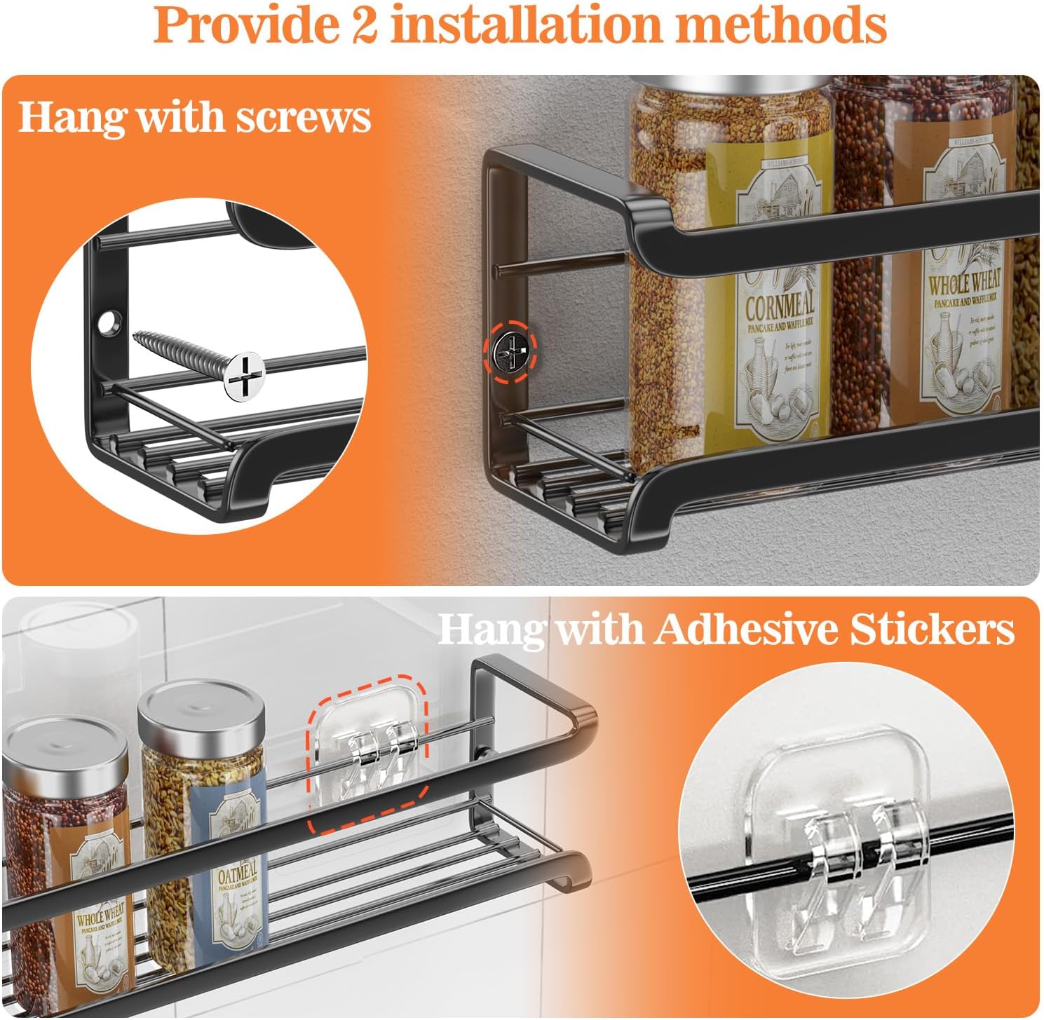 TRAYINDALY Spice Rack Wall Mounted 4 Pack, Space-S... - Image 3