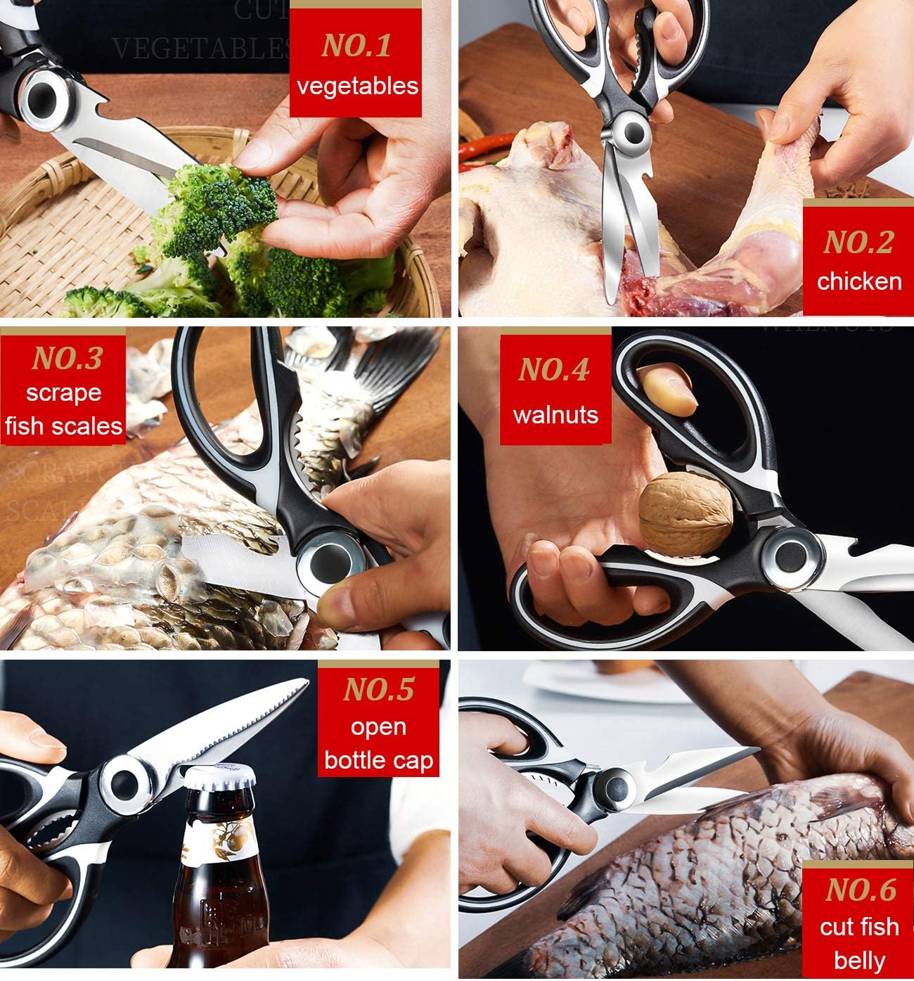 2 Pcs Kitchen Scissors, Heavy Duty Utility Food Sc... - Image 6
