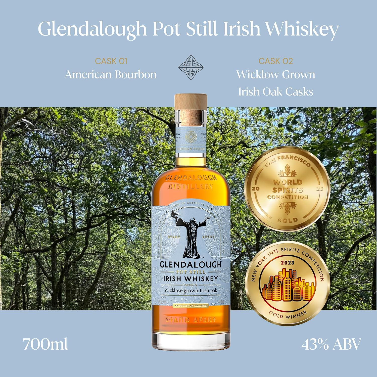 Glendalough Single Pot Still Irish Whiskey, 70cl, ... - Image 3